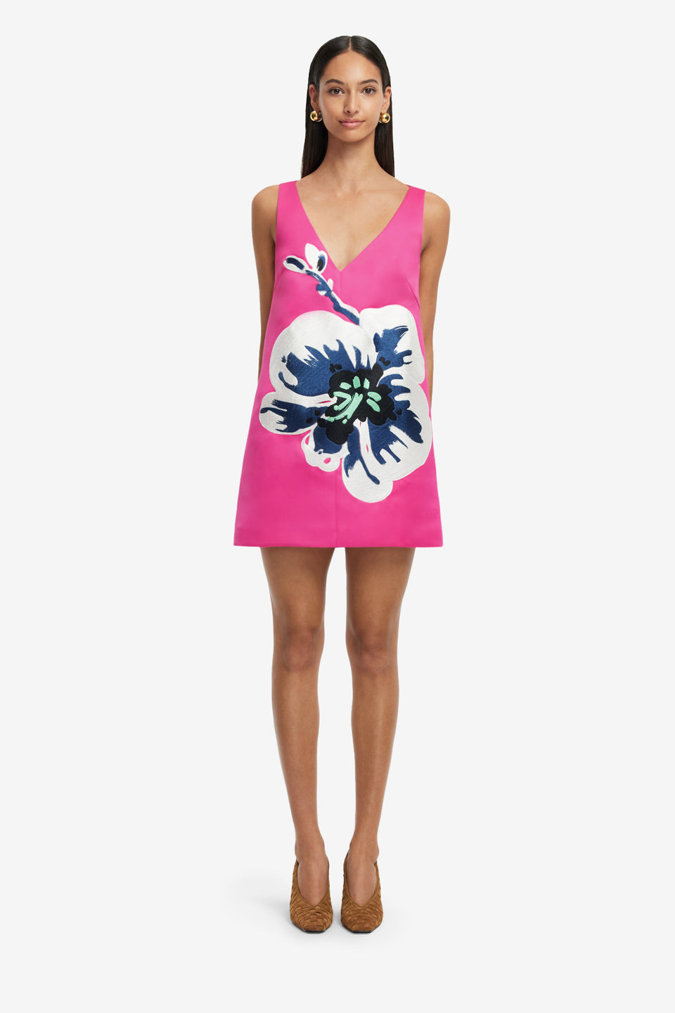 Exclusive LEO LIN Kaelyn V Neck Mini Dress - Orchid Print
