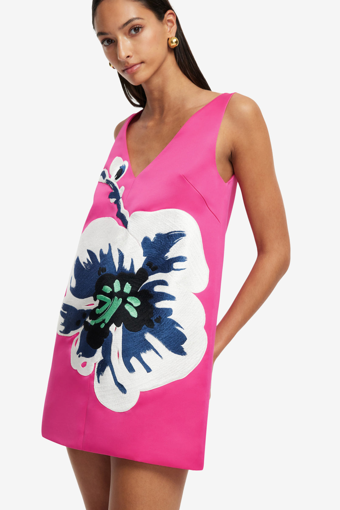 Exclusive LEO LIN Kaelyn V Neck Mini Dress - Orchid Print