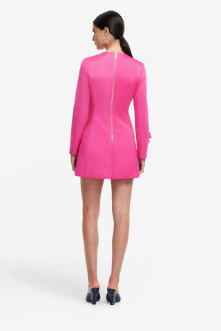 Exclusive LEO LIN Aliza Long Sleeve Petal Mini Dress - Hot Pink