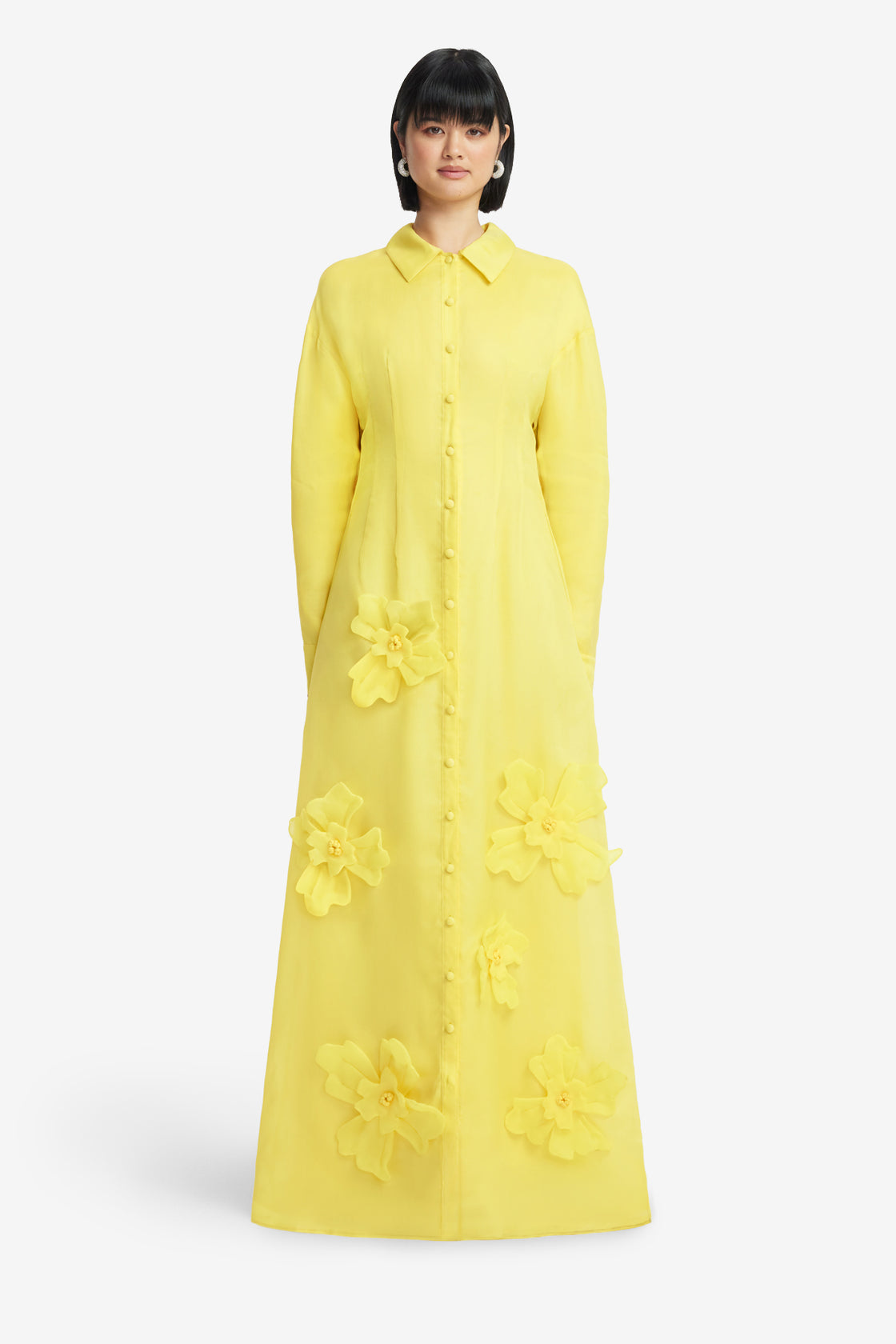 Exclusive LEO LIN Jeanette Silk Floral Applique Maxi Dress - Sunshine