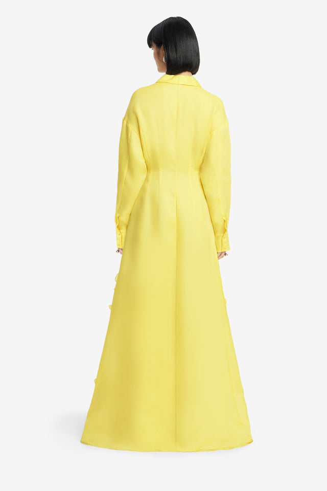 Exclusive LEO LIN Jeanette Silk Floral Applique Maxi Dress - Sunshine