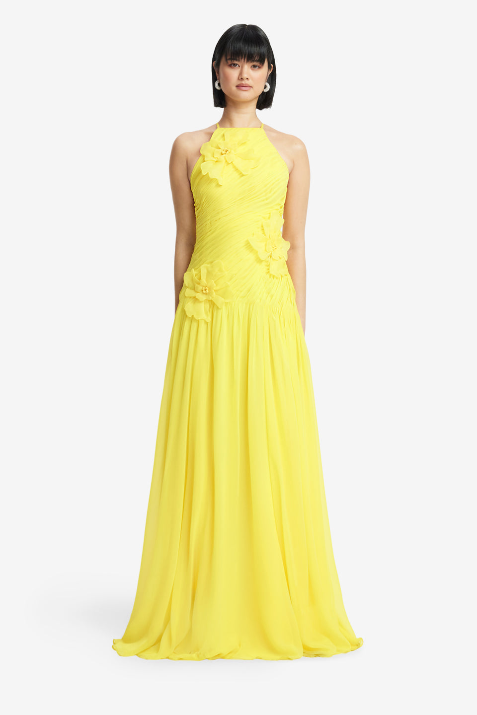 Exclusive LEO LIN Amya Floral Applique Gown - Sunshine