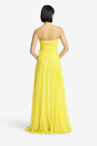 Exclusive LEO LIN Amya Floral Applique Gown - Sunshine