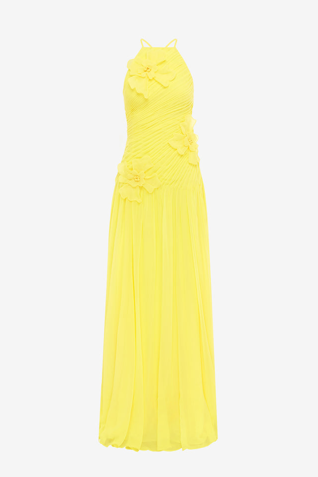 Exclusive LEO LIN Amya Floral Applique Gown - Sunshine