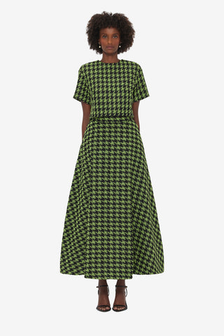 Exclusive LEO LIN Rosalyn Tweed Maxi Skirt - Houndstooth