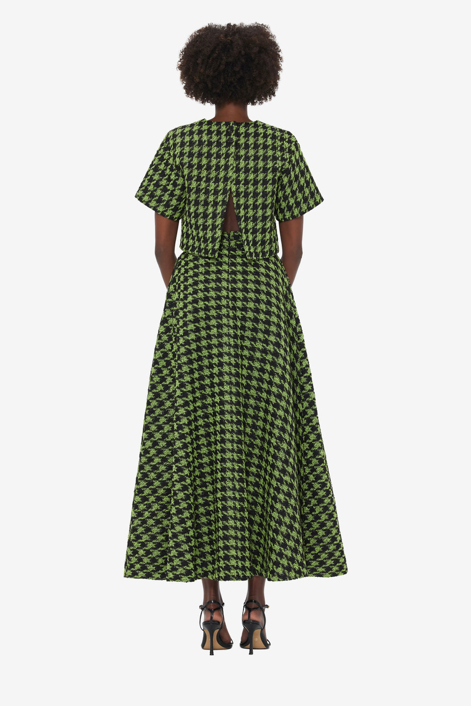 Exclusive LEO LIN Rosalyn Tweed Maxi Skirt - Houndstooth