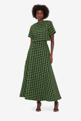 Exclusive LEO LIN Rosalyn Tweed Maxi Skirt - Houndstooth