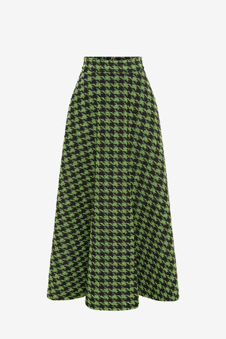 Exclusive LEO LIN Rosalyn Tweed Maxi Skirt - Houndstooth