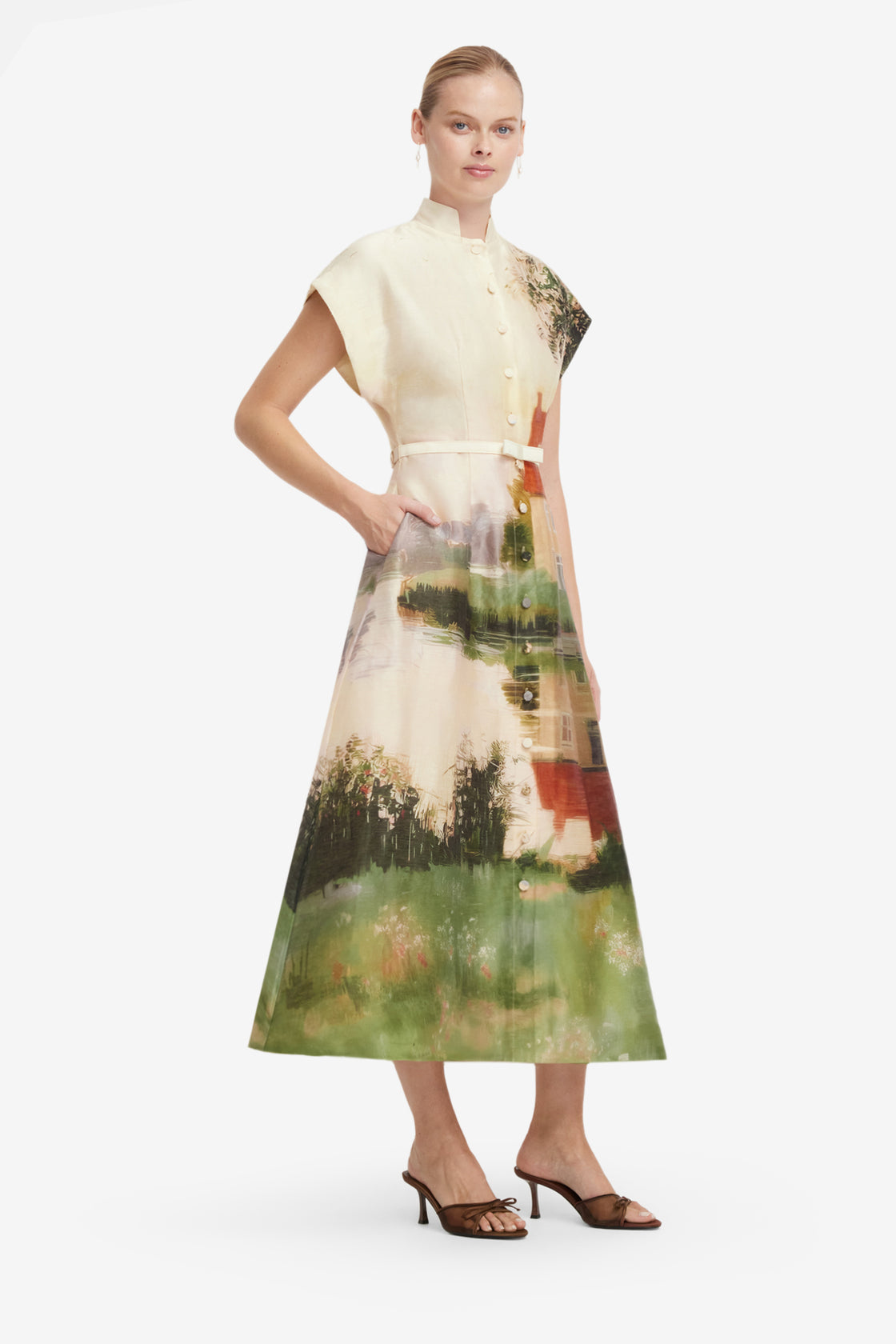 Aubrey Shirt Midi Dress - Serene Print Dress Midi