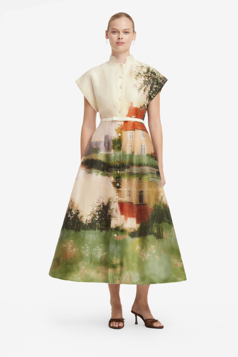 Aubrey Shirt Midi Dress - Serene Print Dress Midi