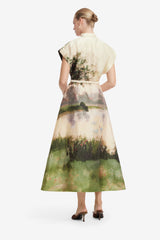 Aubrey Shirt Midi Dress - Serene Print Dress Midi