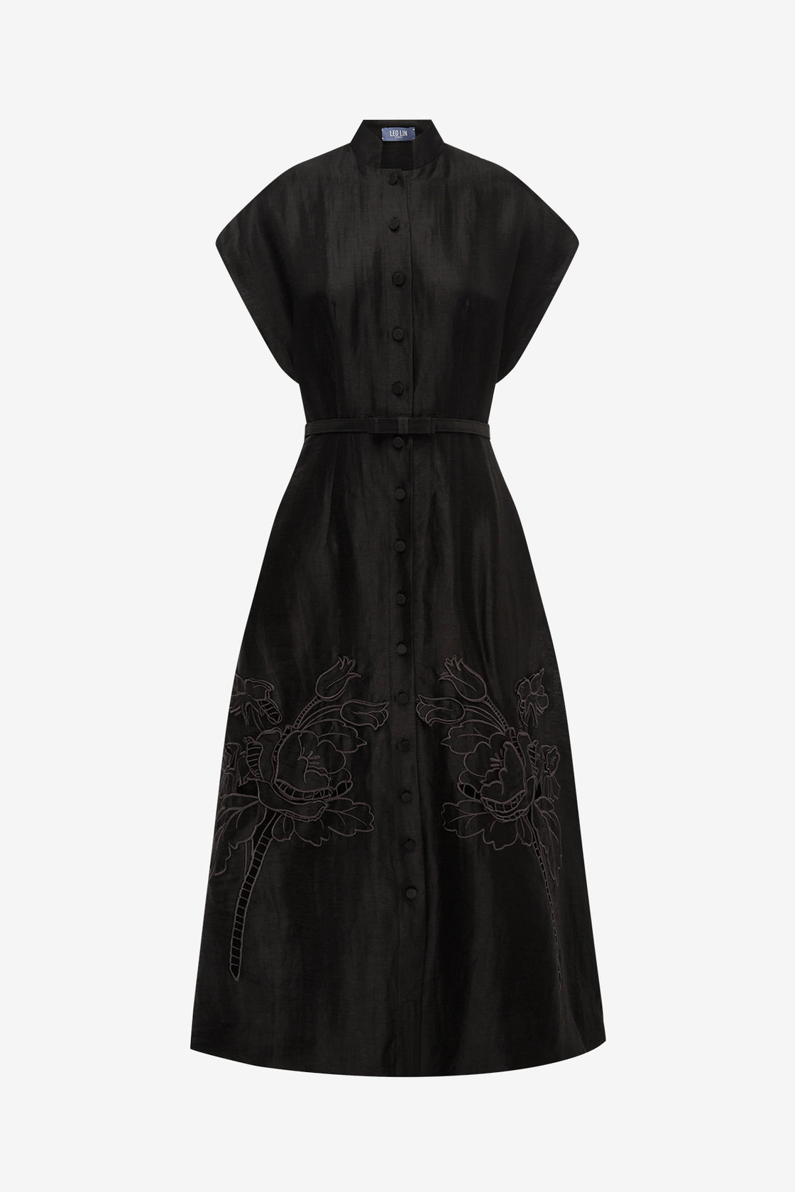 Aubrey Applique Shirt Midi Dress - Ebony Dress Midi