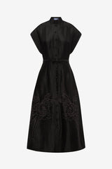 Aubrey Applique Shirt Midi Dress - Ebony Dress Midi