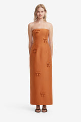 Rayna Bow Bustier Maxi Dress - Ochre Dress Maxi