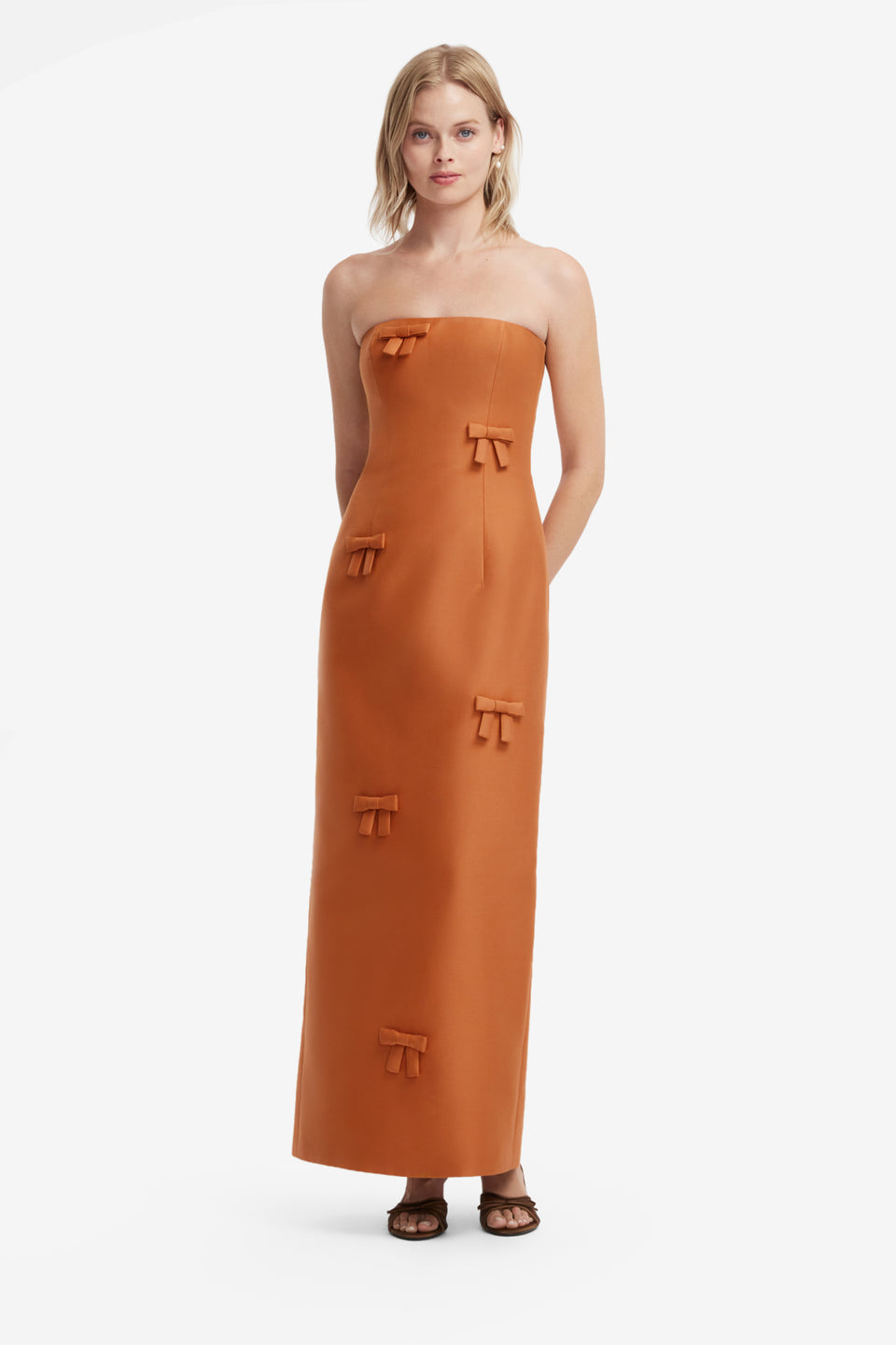 Rayna Bow Bustier Maxi Dress - Ochre Dress Maxi