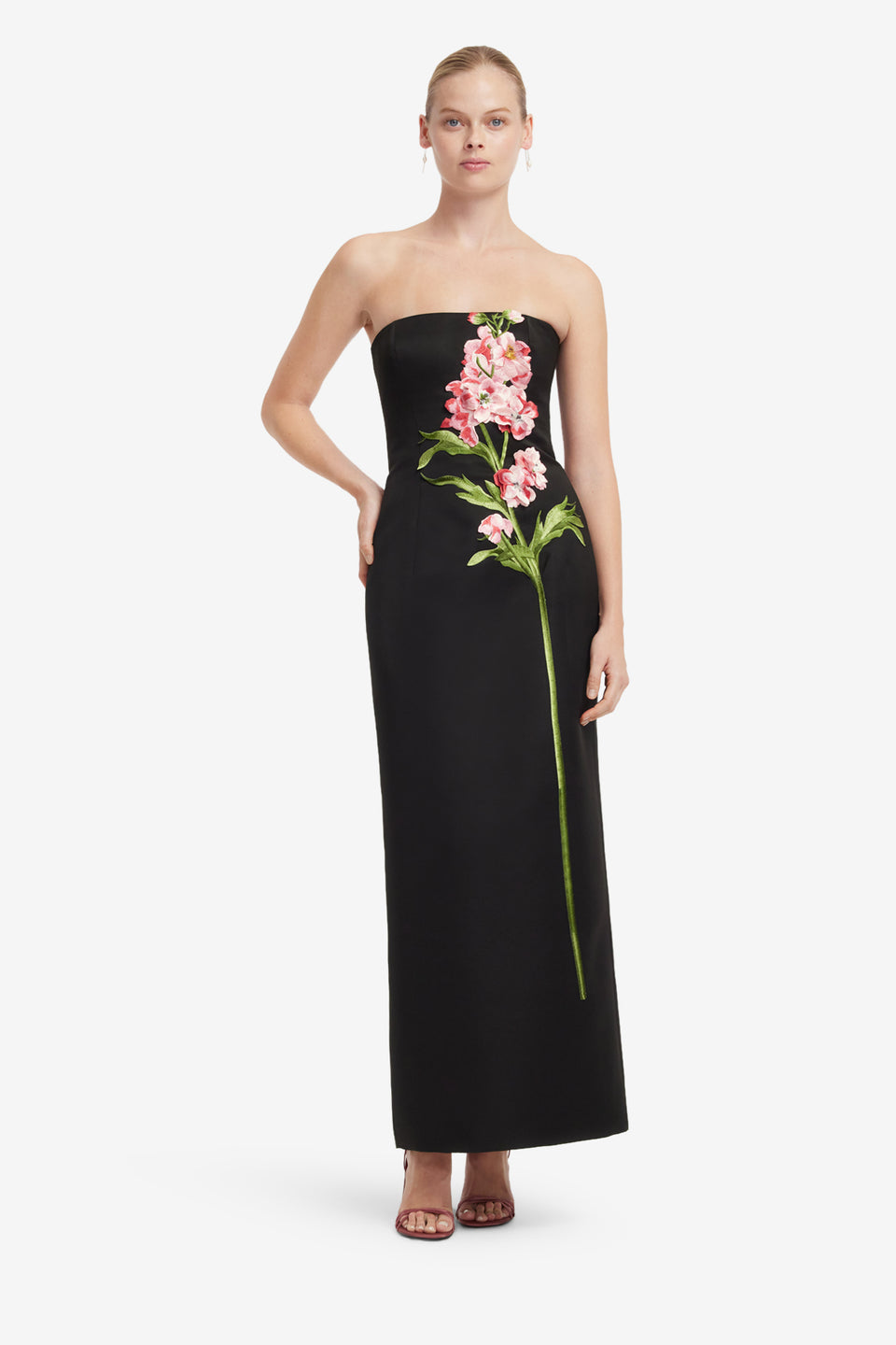 Rayna Embroidered Maxi Dress - Snapdragon Print in Ebony Dress Maxi