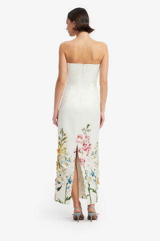 Rayna Embroidered Maxi Dress - Snapdragon Print in Snow Dress Maxi