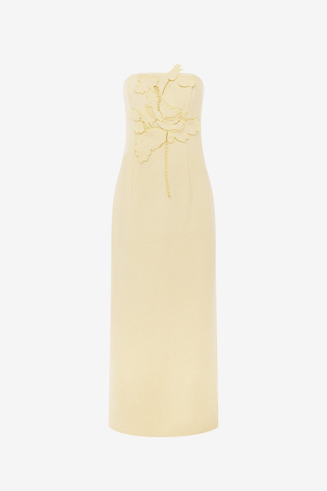 Rayna Applique Tweed Maxi Dress - Dusty Yellow Dress Maxi