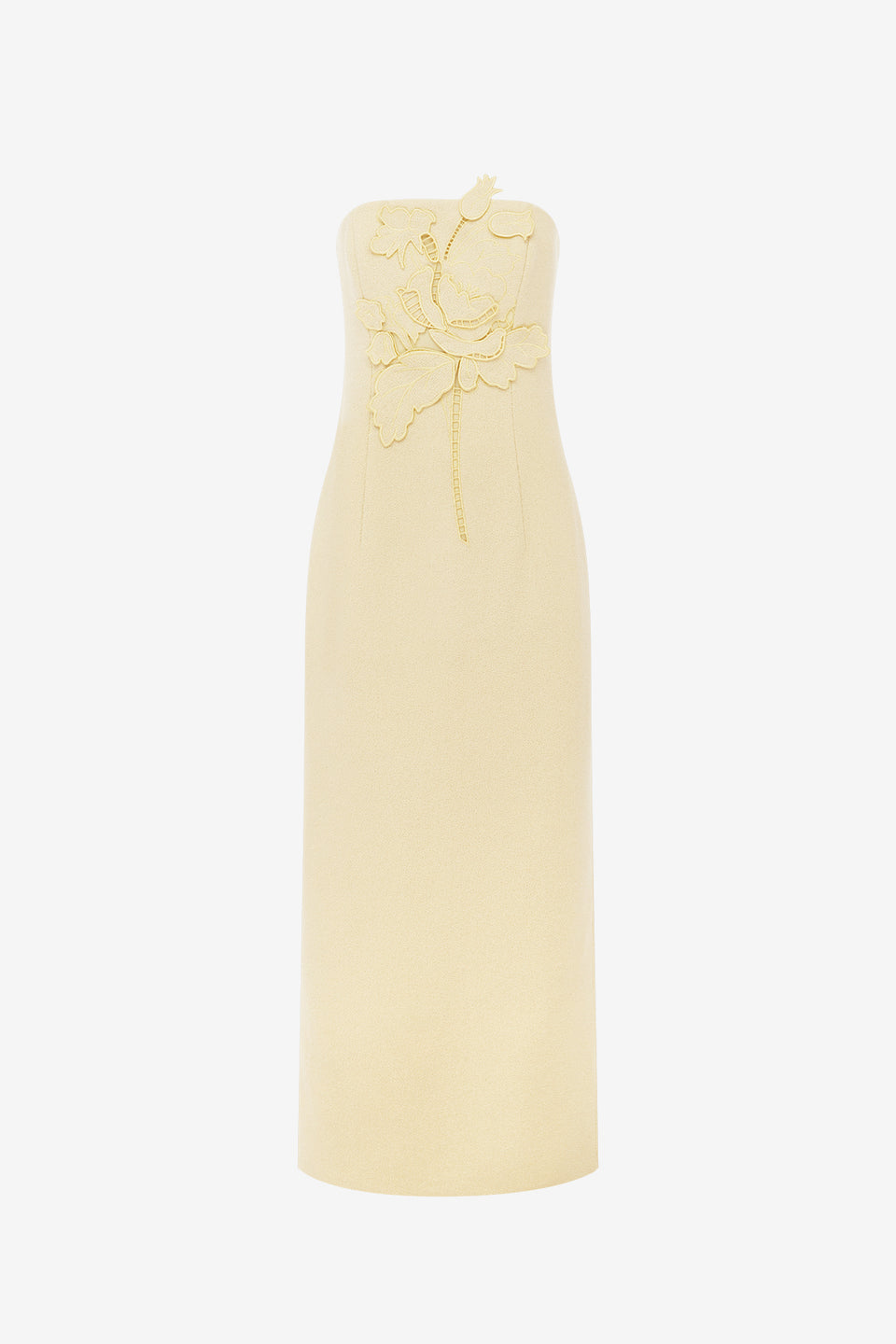 Rayna Applique Tweed Maxi Dress - Dusty Yellow Dress Maxi