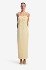 Rayna Applique Tweed Maxi Dress - Dusty Yellow Dress Maxi