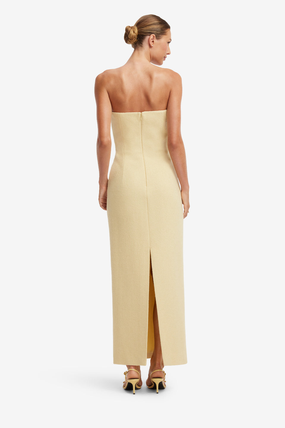 Rayna Applique Tweed Maxi Dress - Dusty Yellow Dress Maxi