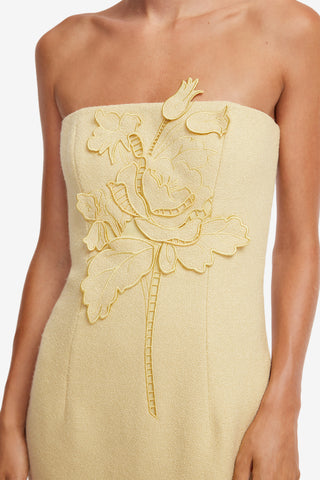 Rayna Applique Tweed Maxi Dress - Dusty Yellow Dress Maxi