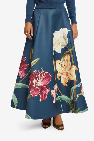 Elina Maxi Skirt - Lily Print in Indigo Skirts