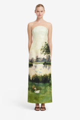 Ava Jacquard Bustier Maxi Dress - Serene Print Dress Maxi