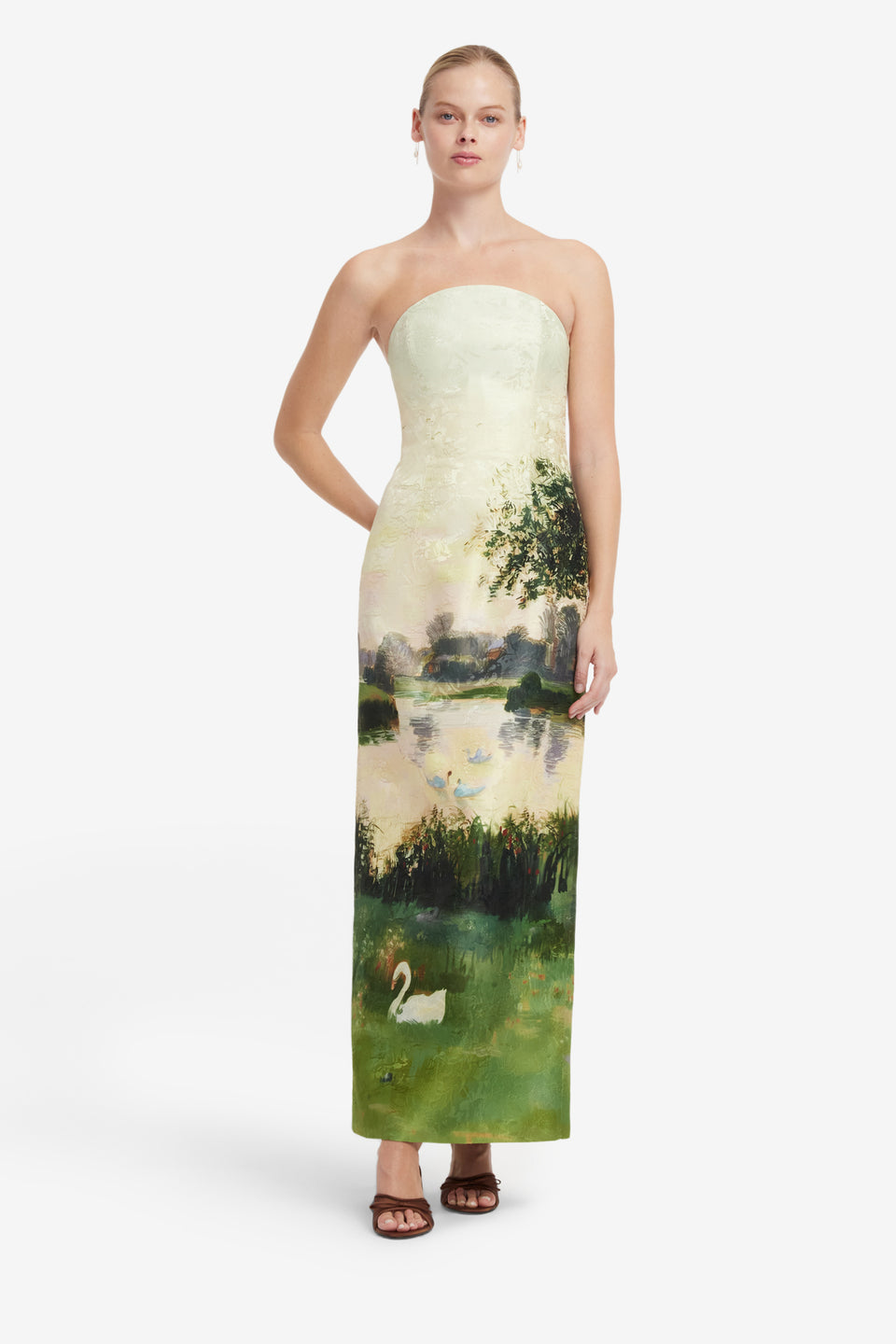 Ava Jacquard Bustier Maxi Dress - Serene Print Dress Maxi