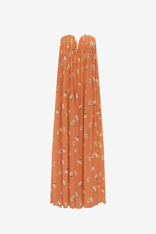 Dahlia Gown - Lily Print in Ochre Dress Maxi