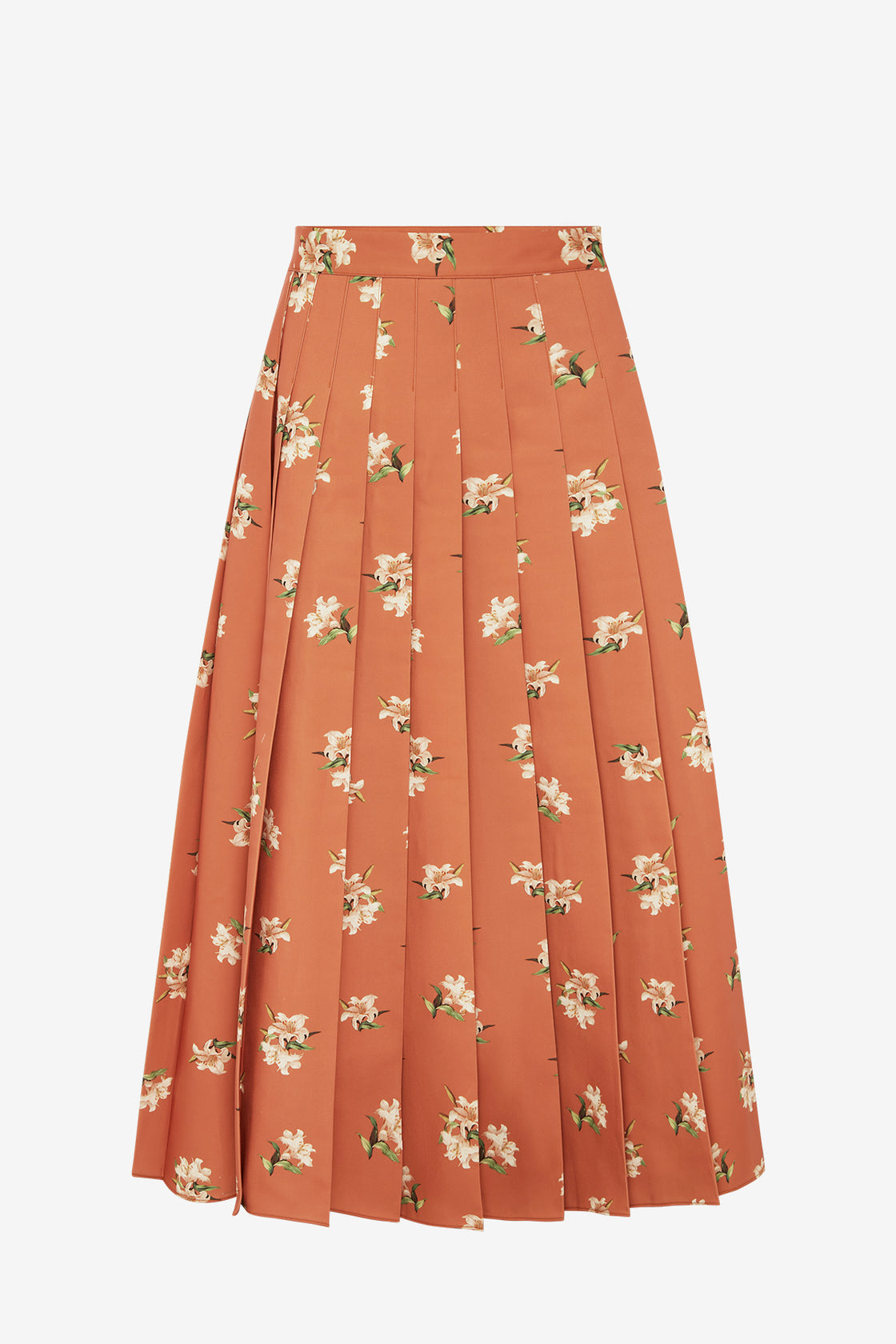 June Pleated Maxi Skirt - Lily Print in Ochre Skirts