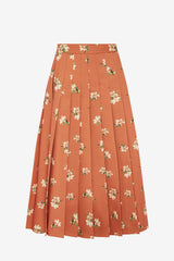 June Pleated Maxi Skirt - Lily Print in Ochre Skirts