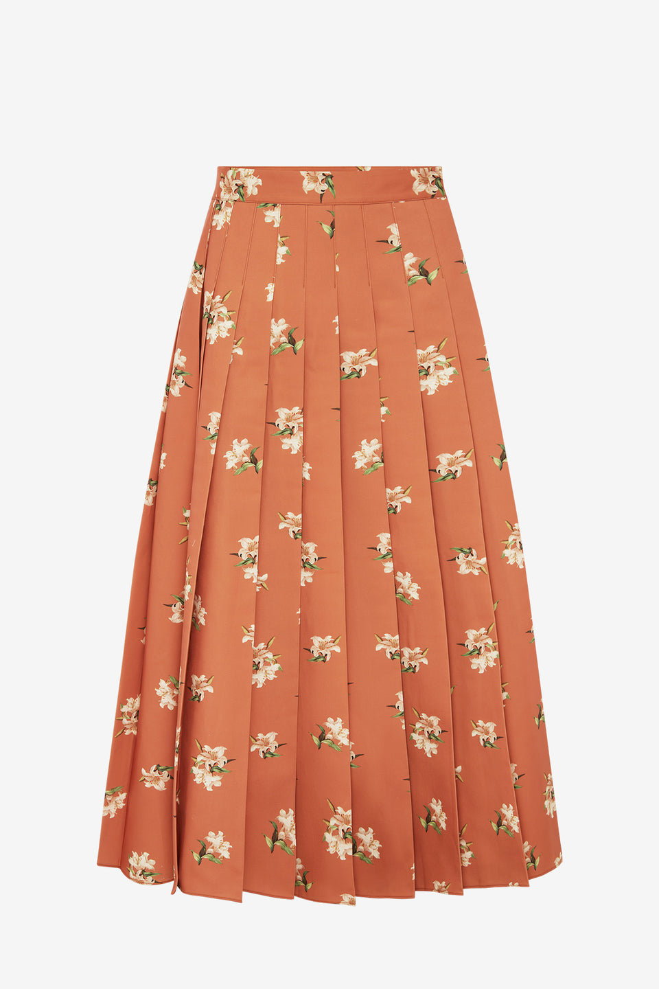 June Pleated Maxi Skirt - Lily Print in Ochre Skirts