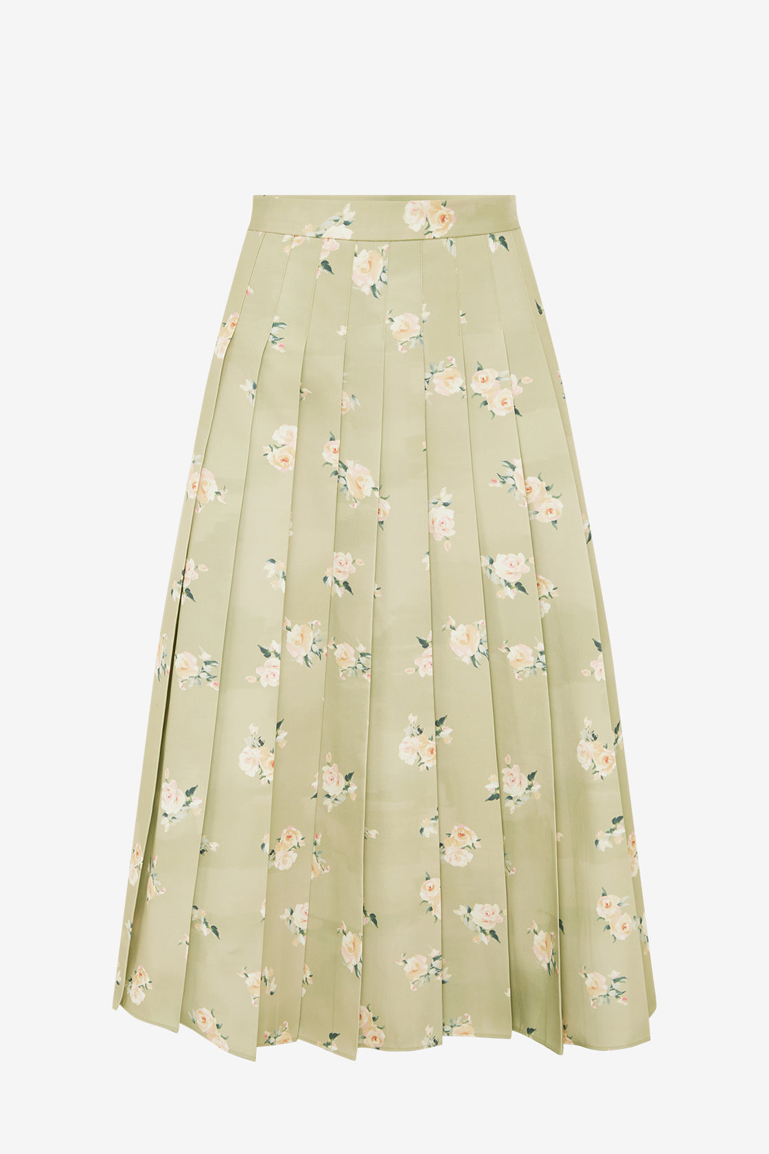 June Pleated Maxi Skirt - Pistachio Rose Print Skirts