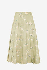 June Pleated Maxi Skirt - Pistachio Rose Print Skirts