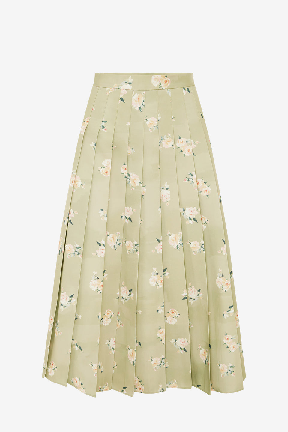 June Pleated Maxi Skirt - Pistachio Rose Print Skirts