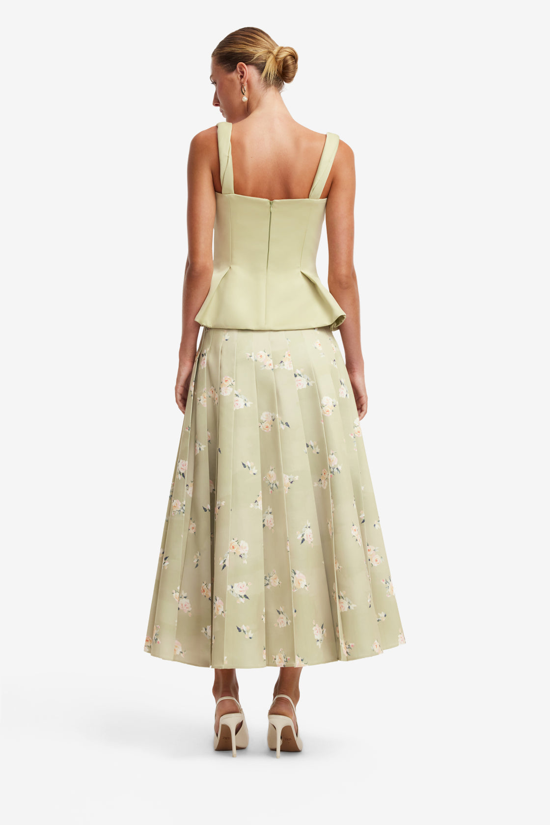 Georgia Embroidered Top - Pistachio Rose Print Tops