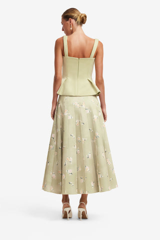 Georgia Embroidered Top - Pistachio Rose Print Tops