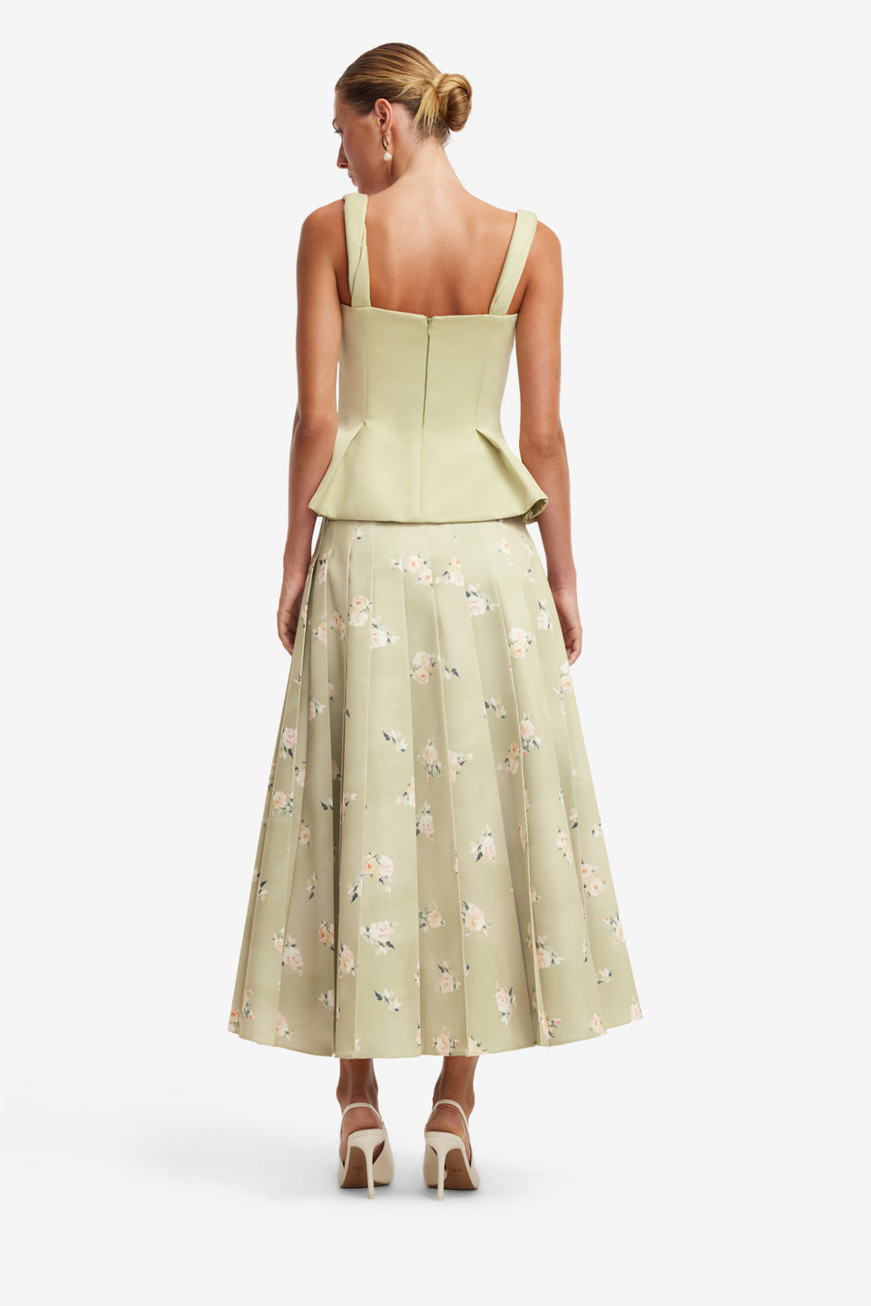 Georgia Embroidered Top - Pistachio Rose Print Tops