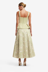 June Pleated Maxi Skirt - Pistachio Rose Print Skirts