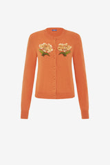 Claire Embellished Cashmere Blend Cardigan - Ochre Tops