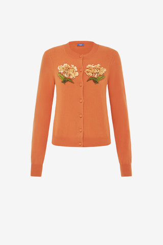 Claire Embellished Cashmere Blend Cardigan - Ochre Tops