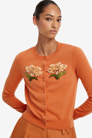 Claire Embellished Cashmere Blend Cardigan - Ochre Tops