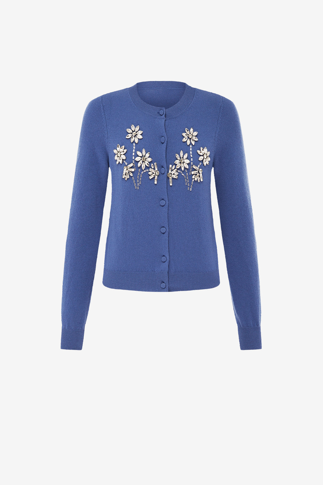 Claire Embellished Cashmere Blend Cardigan - Azure Tops