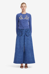 Christina Applique Vegan Suede Pants - Azure Pants