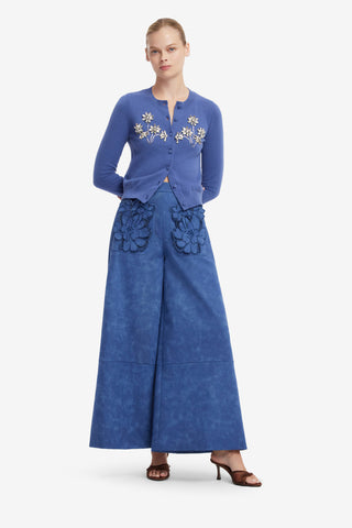 Claire Embellished Cashmere Blend Cardigan - Azure Tops