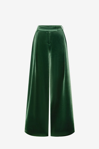 Elisha Velvet Wide Leg Pants - Forest Pants