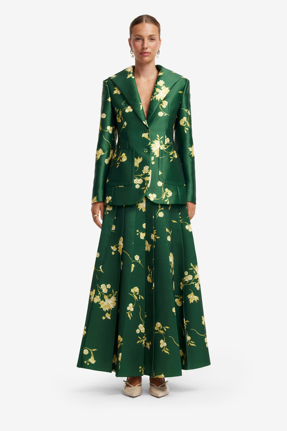 June Pleated Maxi Skirt - Forest Print Skirts