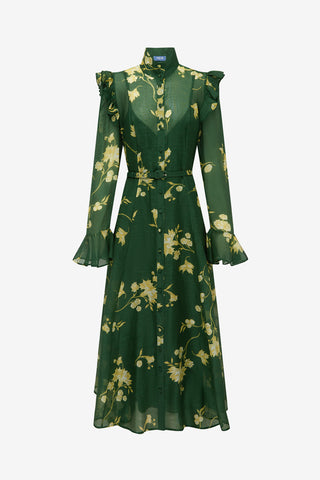 Katrina Butterfly Sleeve Midi Dress - Forest Print Dress Midi