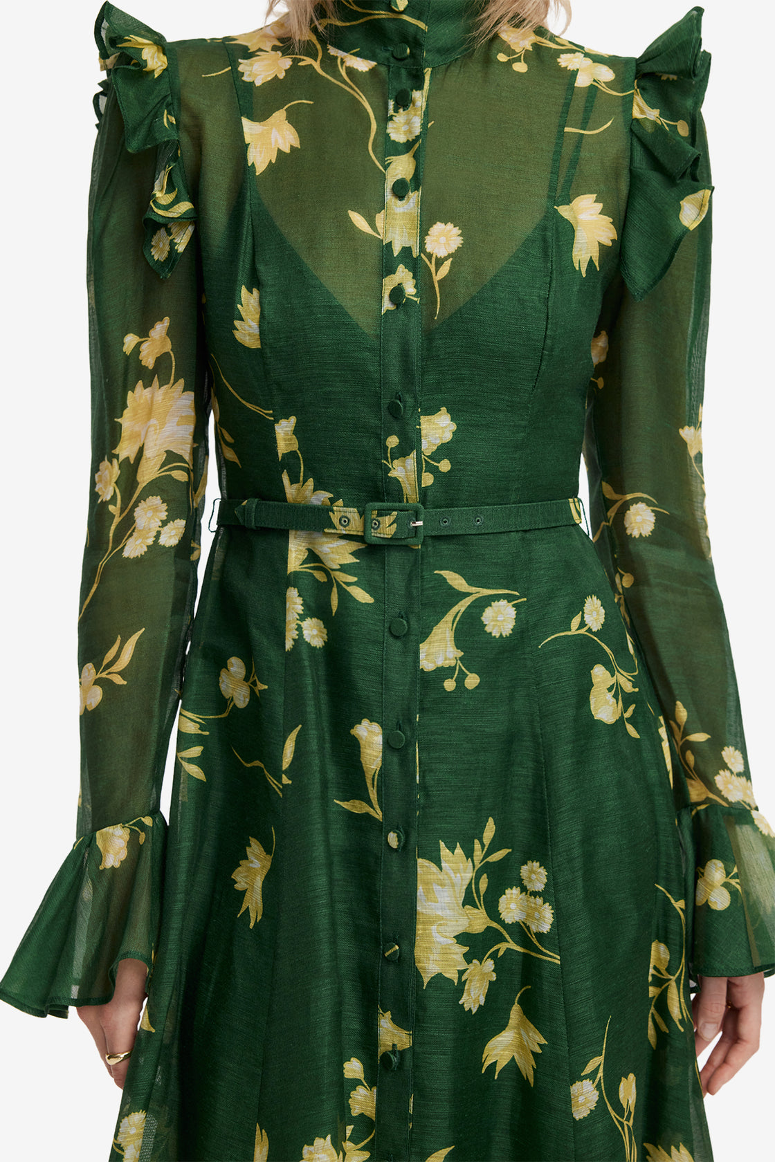 Katrina Butterfly Sleeve Midi Dress - Forest Print Dress Midi